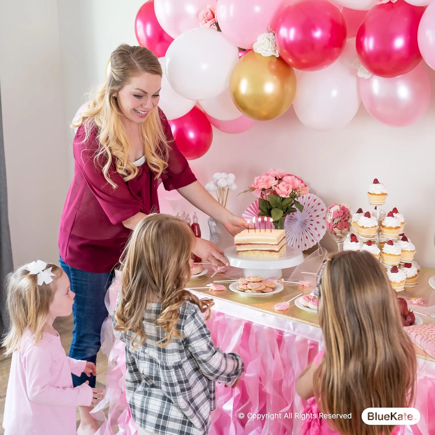 Bluekate Pink Tutu Table Skirt. 6ft Table Skirt with Double Layer Organza Willows. Princess Party Decorations, Quinceanera Decorations, 1st Baby Girl Birthday Décor, Baby Shower Décor or Gender Reveal