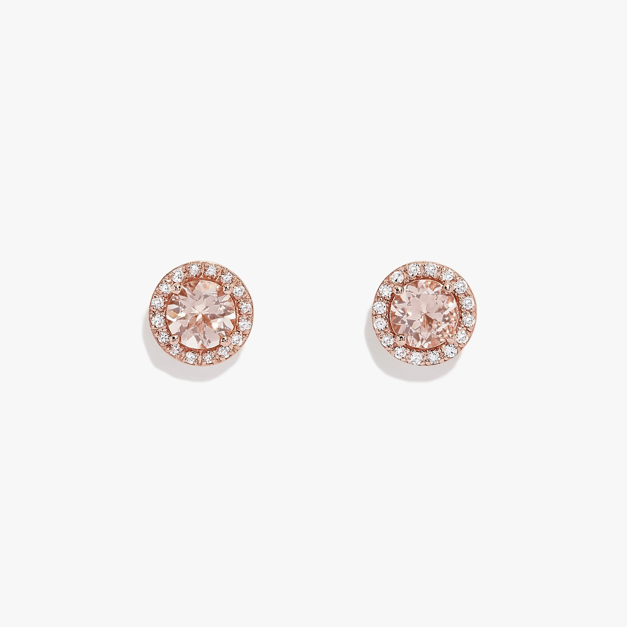 Blush 14K Rose Gold Morganite and Diamond Stud Earrings, 1.82