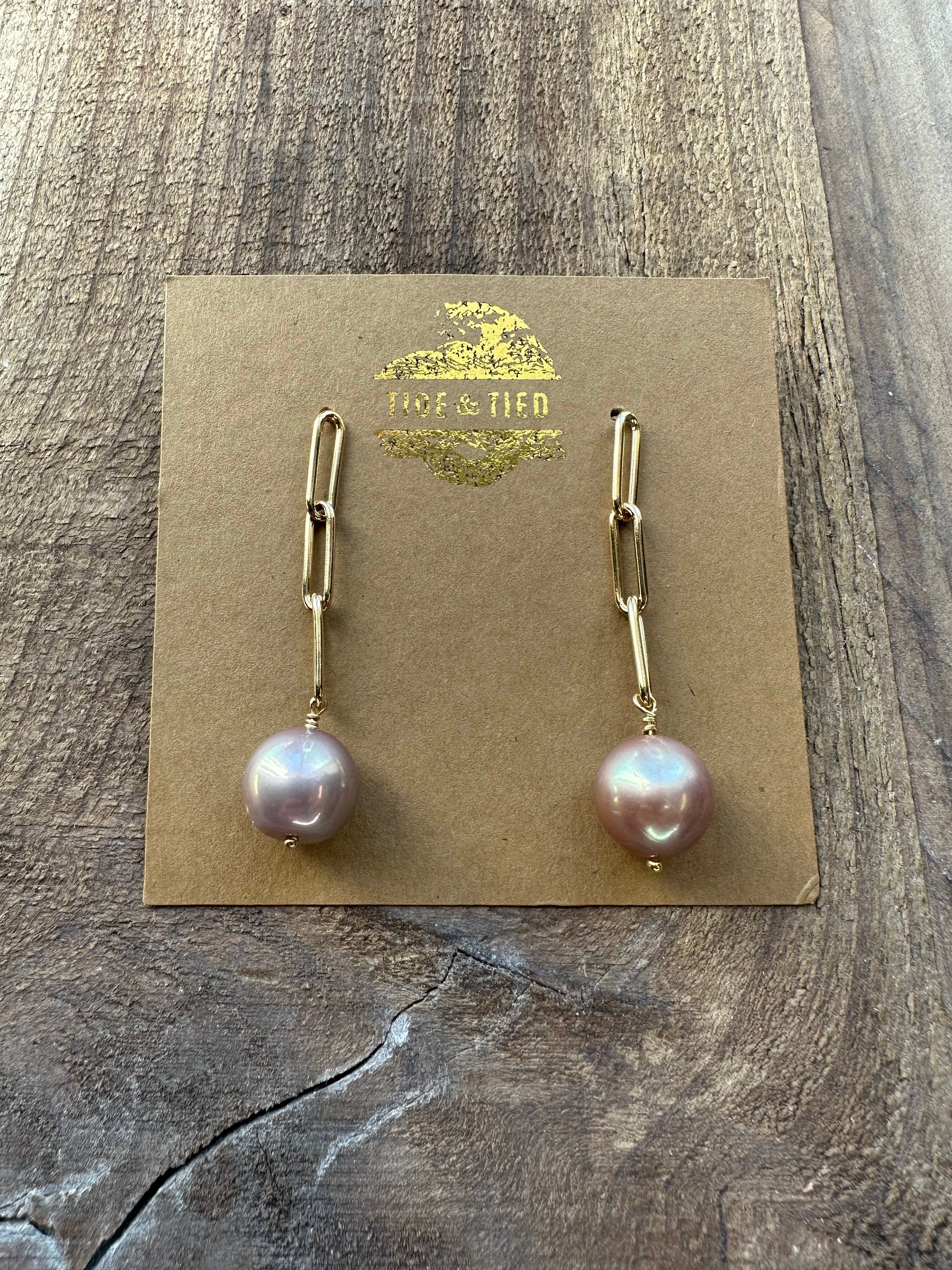 Blush Bloom: Pink Edison Pearl Paperclip Earrings