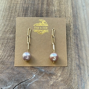 Blush Bloom: Pink Edison Pearl Paperclip Earrings