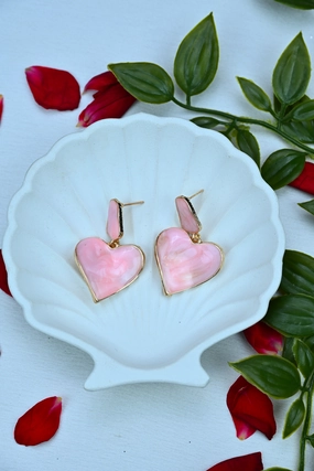 Blush Heart Drop Earrings