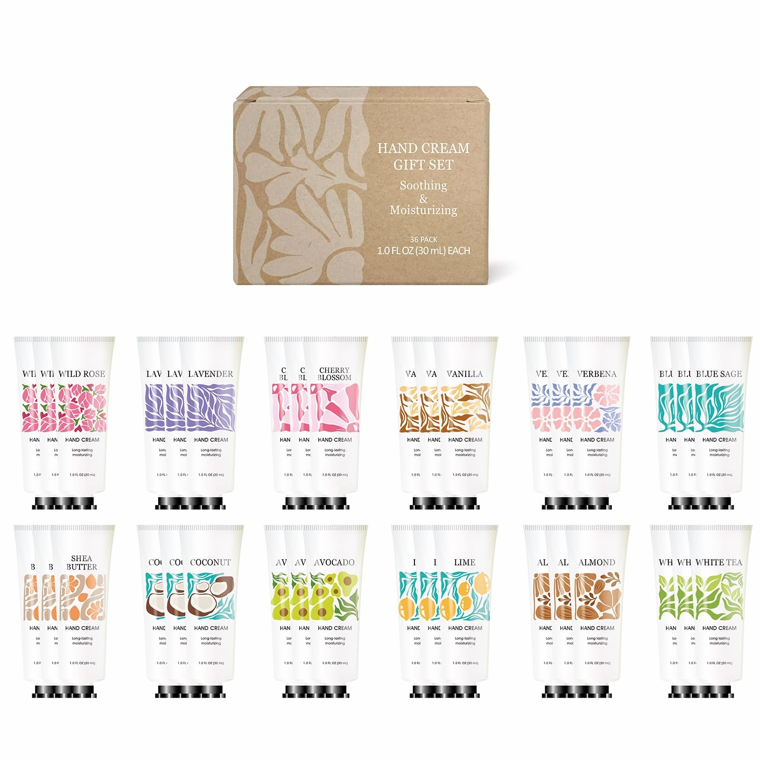 BODY & EARTH # LOVE 36 Pack Hand Cream Gift Set, Scented Hand Lotion for Dry Cracked Hands, Travel Size Lotion Mini Hand Lotion Bulk Gift Sets For Mother's Day Valentine's Day Christmas 36x1.0 oz