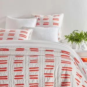 Bold Strokes Coverlet, Full/Queen, Tangerine Geometric Pattern
