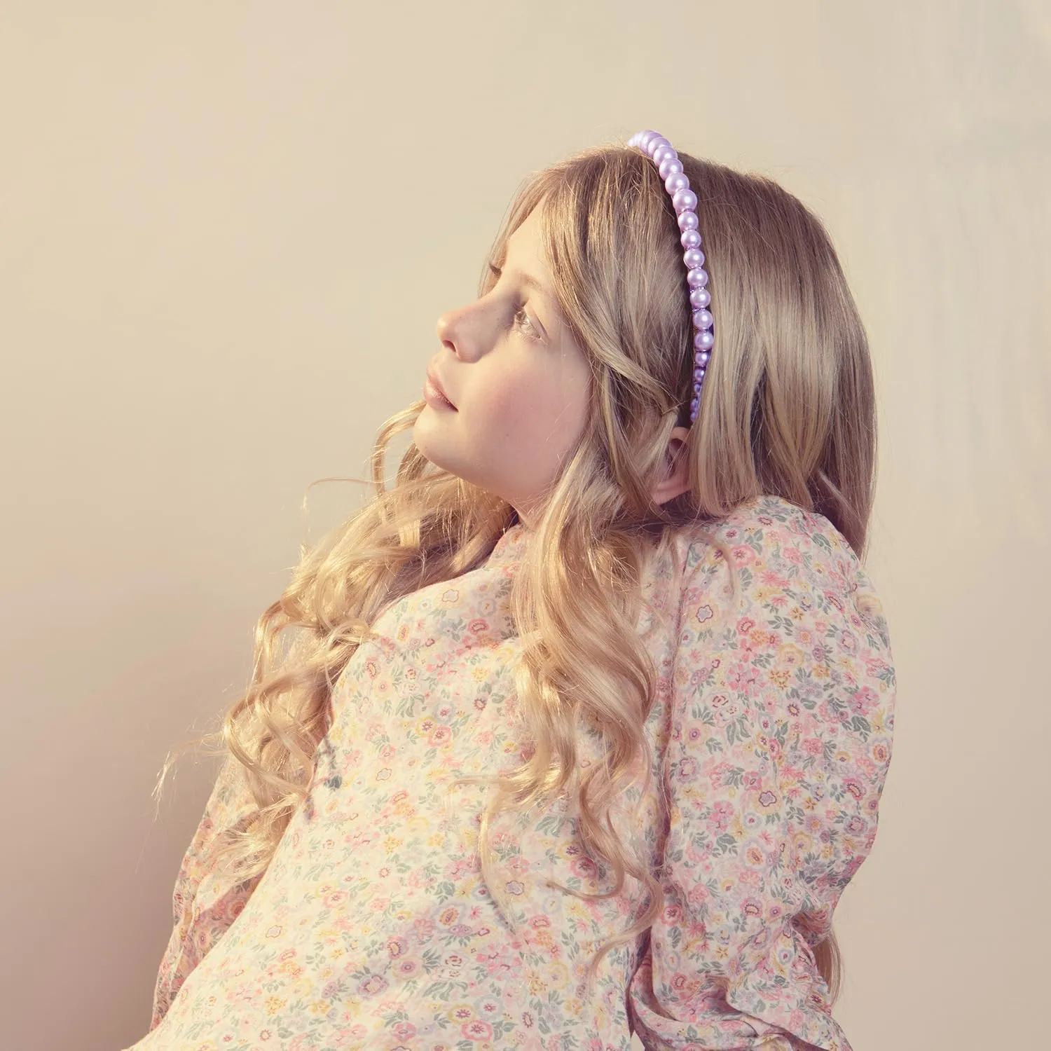 Bon Bon Pearlized Tiara Headband for Girls - Lavender, Elegant Pearl Accent Hair Accessory for Special Occasions and Everyday Glamour