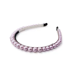 Bon Bon Pearlized Tiara Headband for Girls - Lavender, Elegant Pearl Accent Hair Accessory for Special Occasions and Everyday Glamour