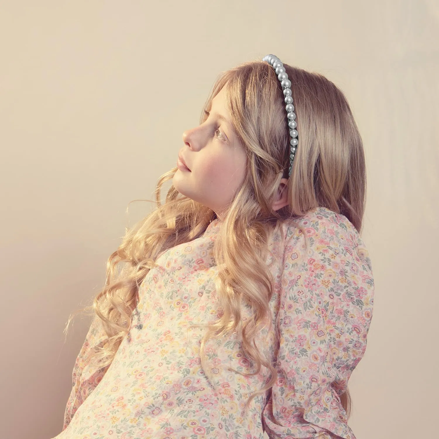 Bon Bon Pearlized Tiara Headband for Girls - Silver, Elegant Pearl Accent Hair Accessory for Special Occasions and Everyday Glamour