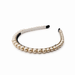 Bon Bon Pearlized Tiara Headband for Girls - Champagne, Elegant Pearl Accent Hair Accessory for Special Occasions and Everyday Glamour