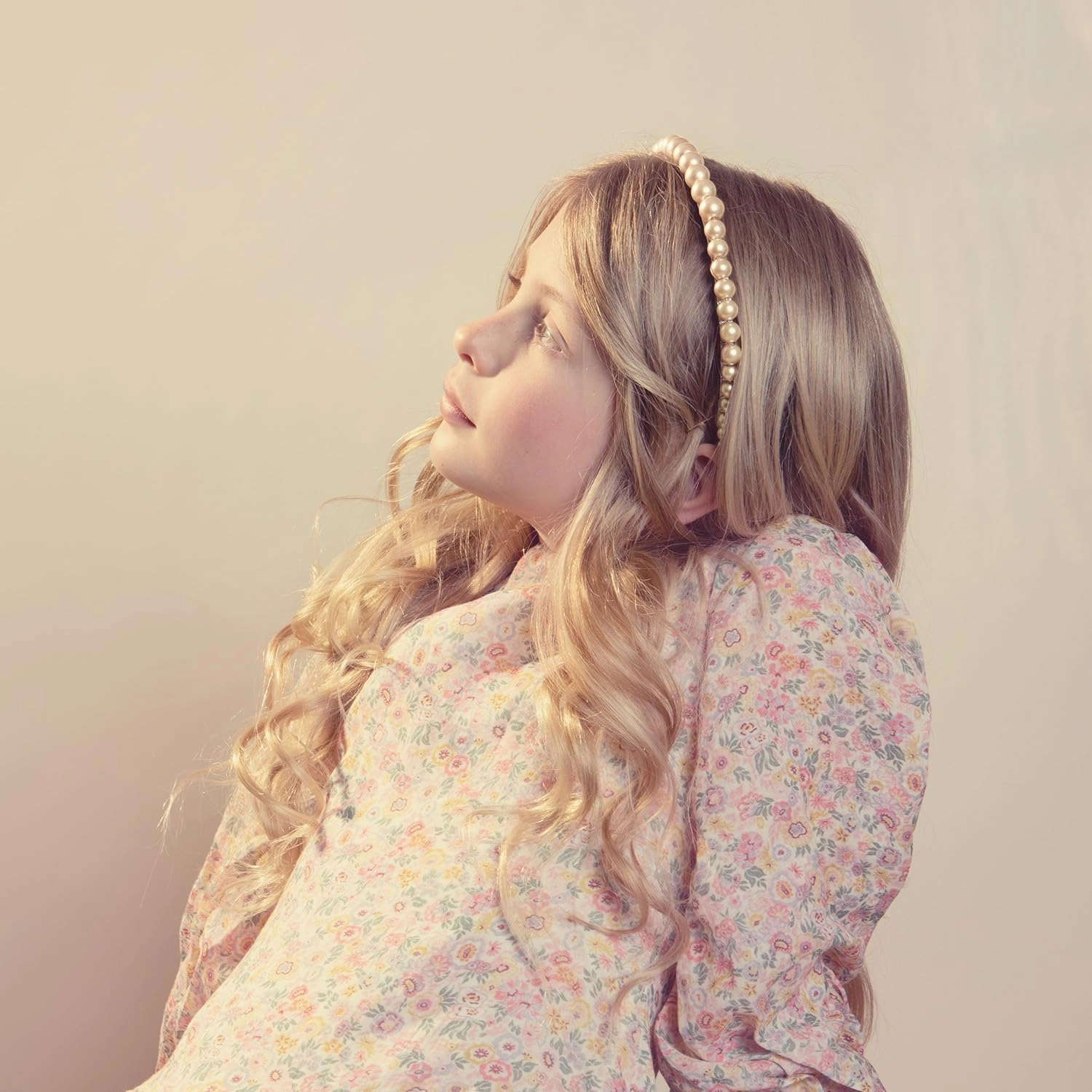 Bon Bon Pearlized Tiara Headband for Girls - Champagne, Elegant Pearl Accent Hair Accessory for Special Occasions and Everyday Glamour