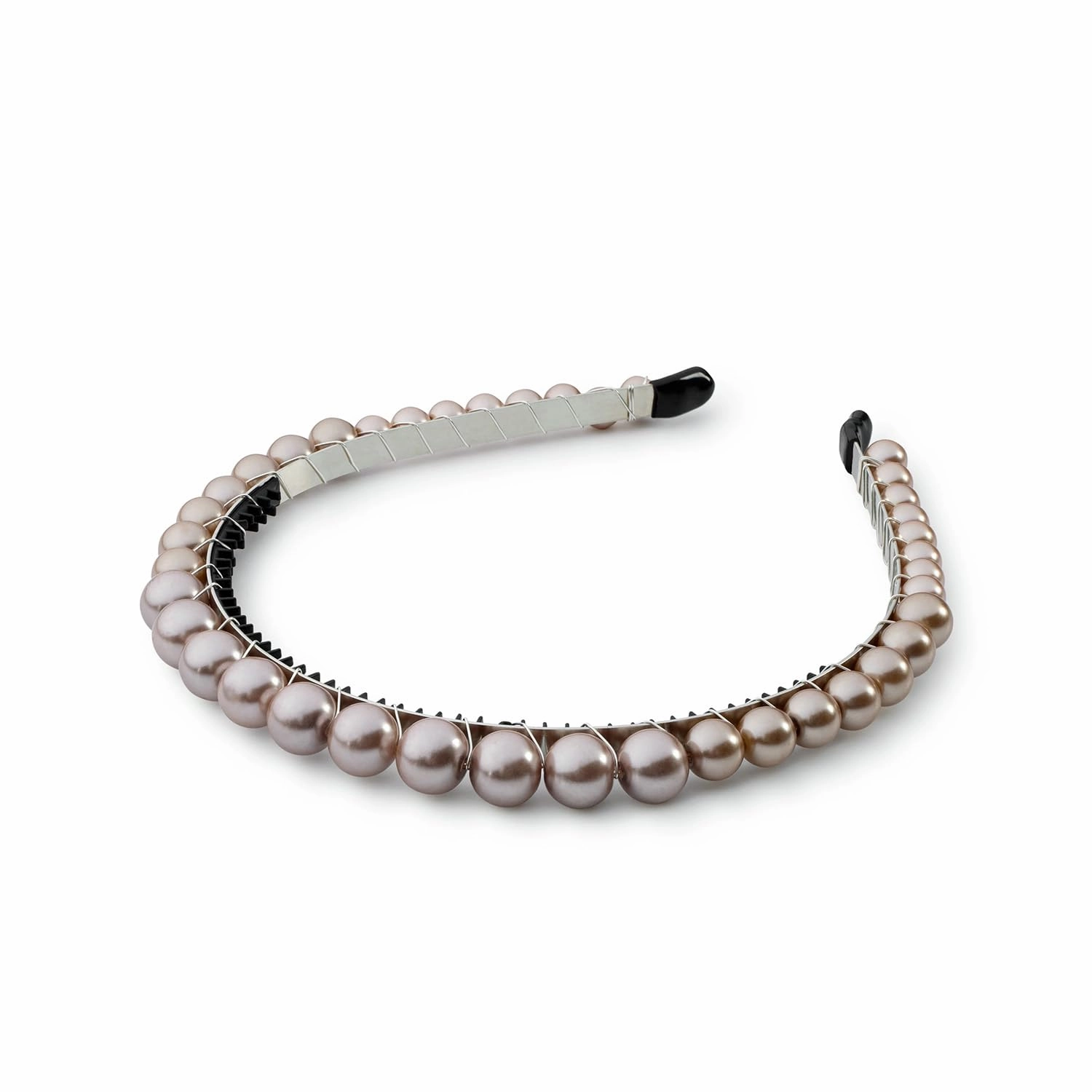Bon Bon Pearlized Tiara Headband for Girls - Mocha, Elegant Pearl Accent Hair Accessory for Special Occasions and Everyday Glamour