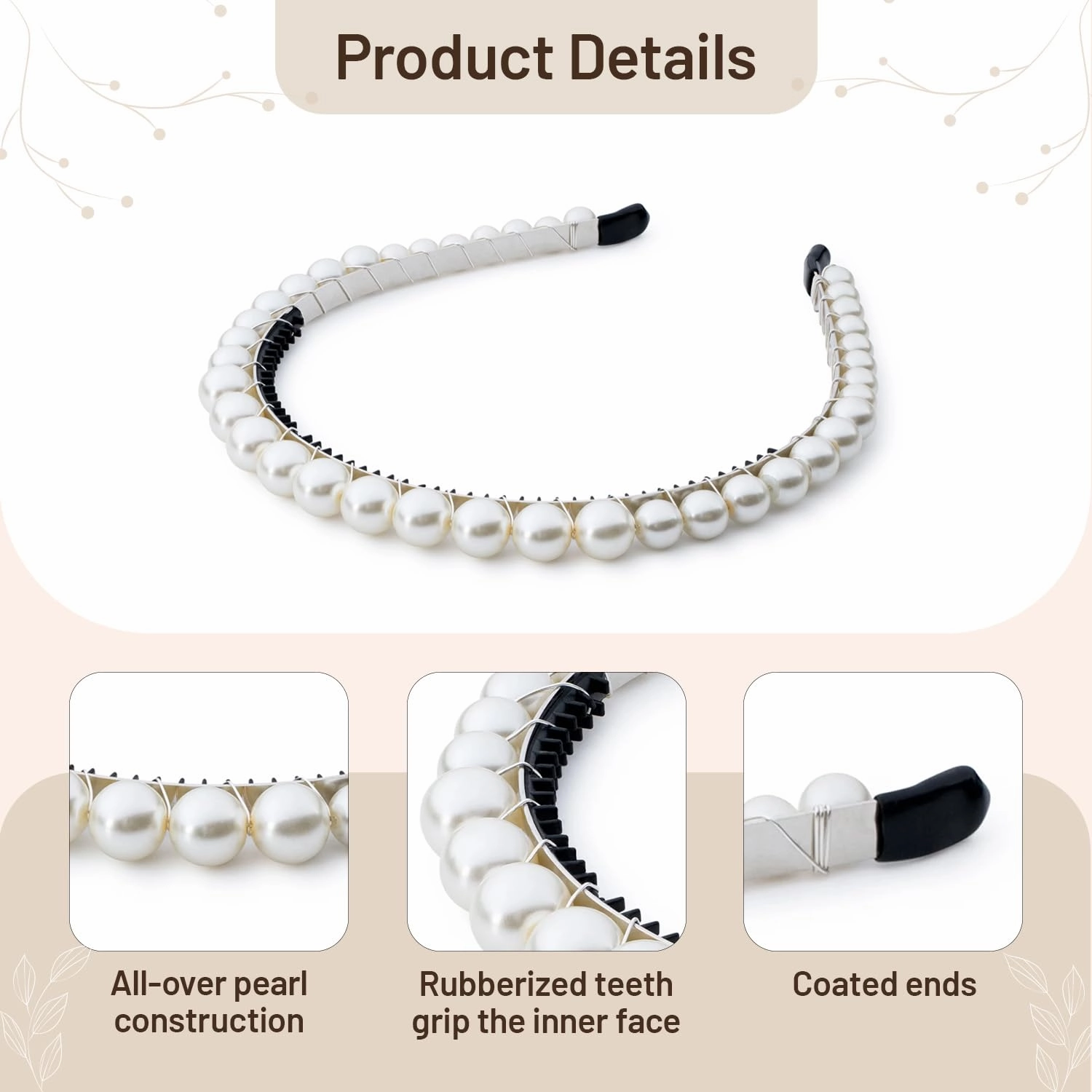 Bon Bon Pearlized Tiara Headband for Girls - Pearl, Elegant Pearl Accent Hair Accessory for Special Occasions and Everyday Glamour