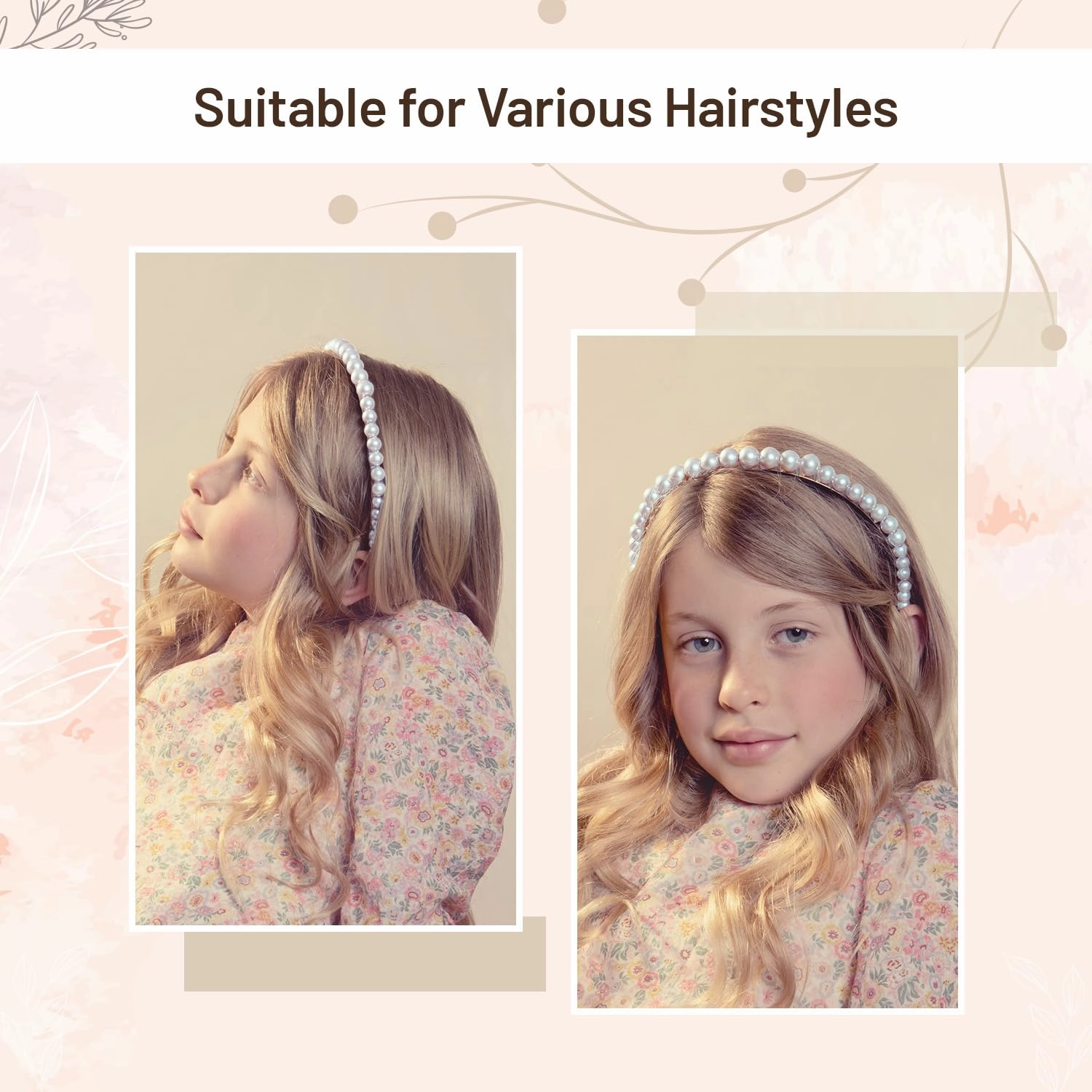 Bon Bon Pearlized Tiara Headband for Girls - Pearl, Elegant Pearl Accent Hair Accessory for Special Occasions and Everyday Glamour