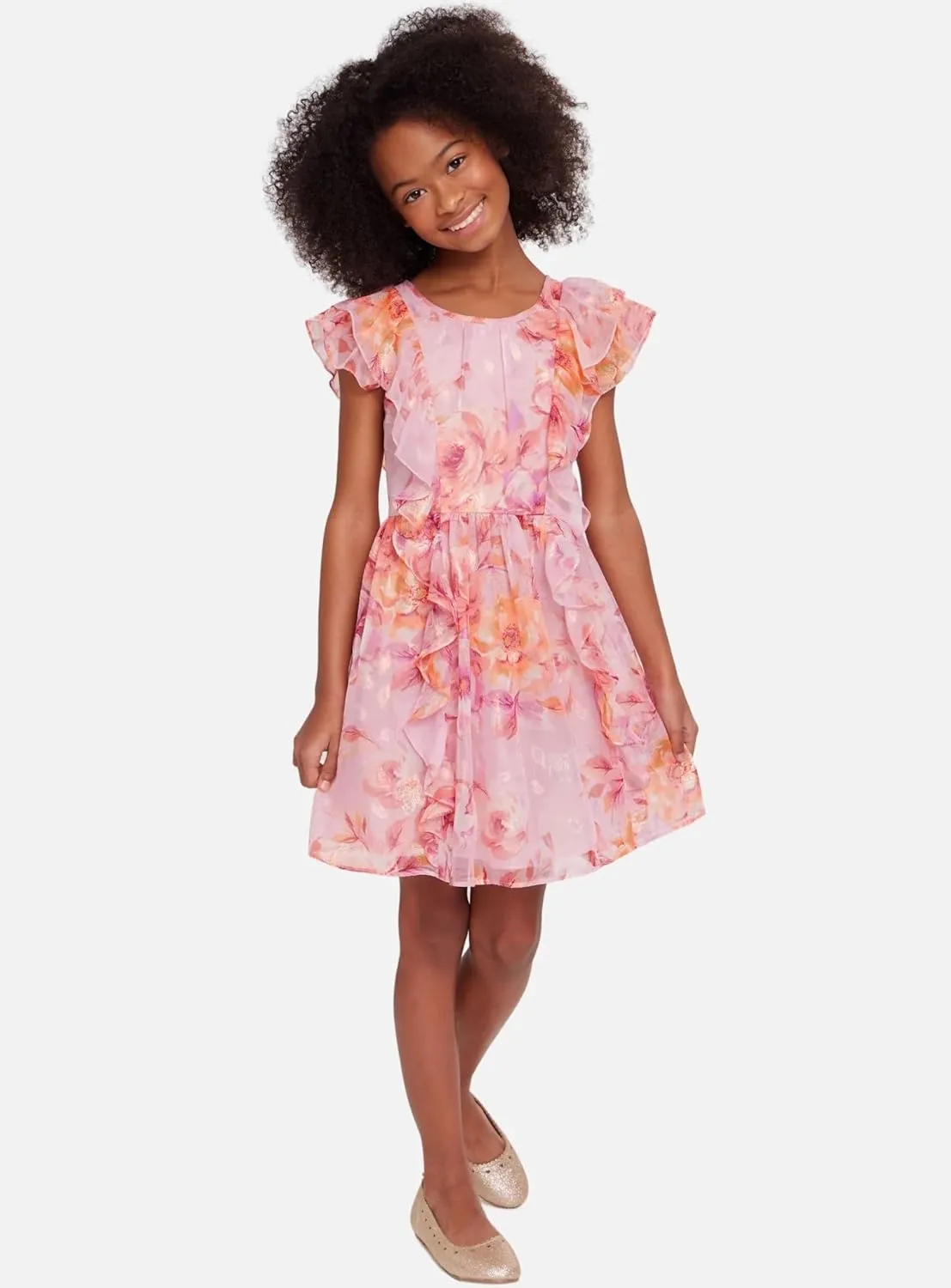 Bonnie Jean Girls 7-16 Chiffon Floral Special Occasion Dress