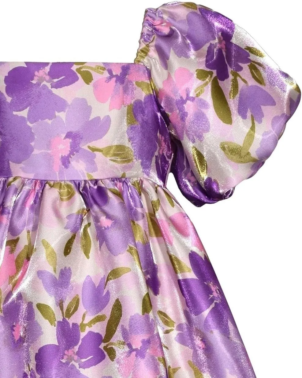 Bonnie Jean Girls Size 2T-16 Floral Satin Puff Sleeve Party Dress