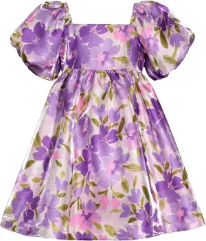 Bonnie Jean Girls Size 2T-16 Floral Satin Puff Sleeve Party Dress