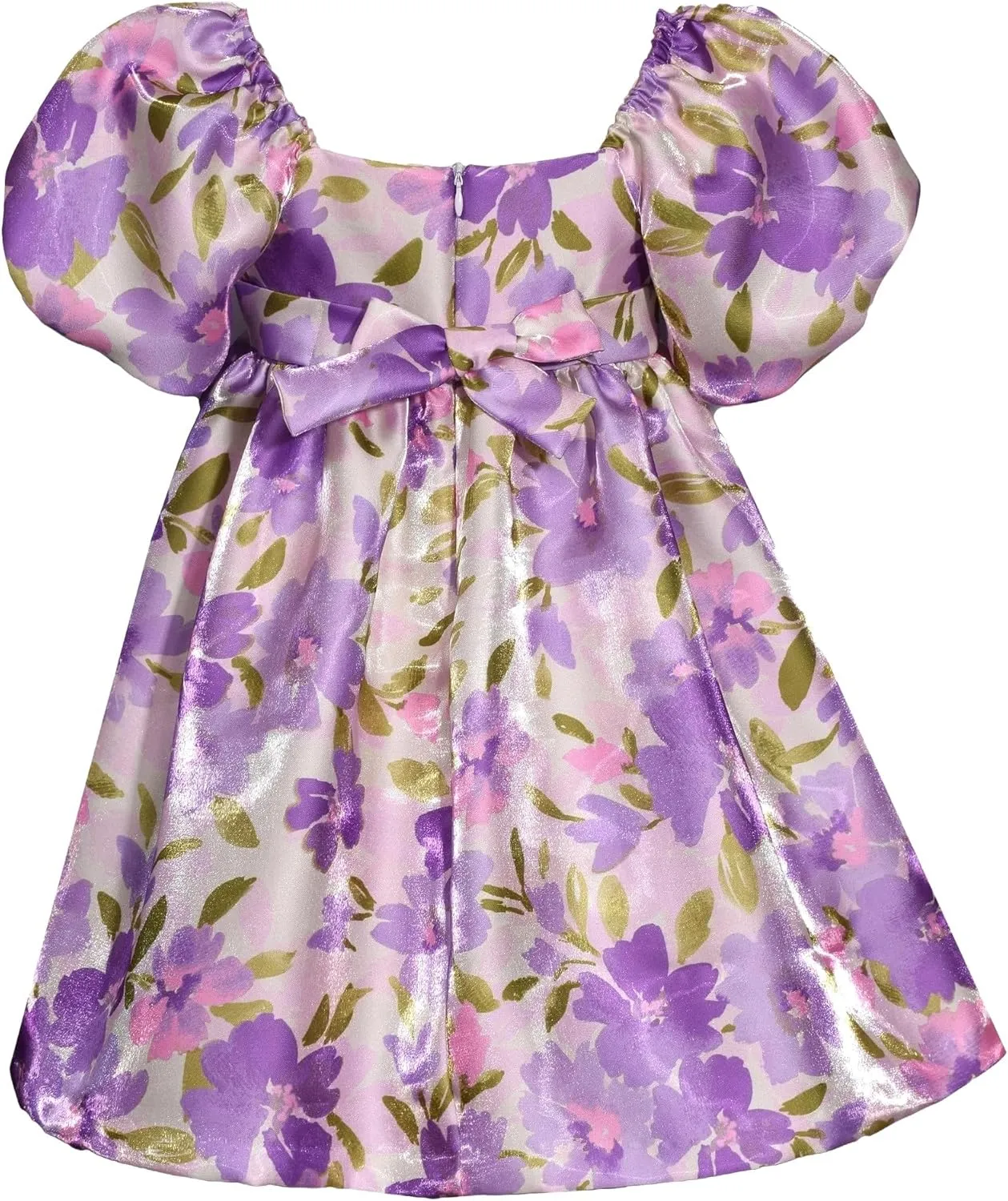 Bonnie Jean Girls Size 2T-16 Floral Satin Puff Sleeve Party Dress