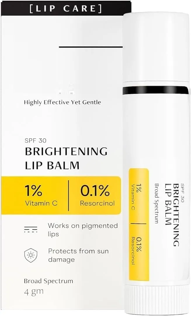 Brightening Lip Balm with SPF 30 | for Dark, Pigmented, Dry, Flaky Lips | Brightens Pigmented Lips | Vitamin C for Dark Lips | SPF 30 | Lip Balm | for Women & Men - (4 gm)