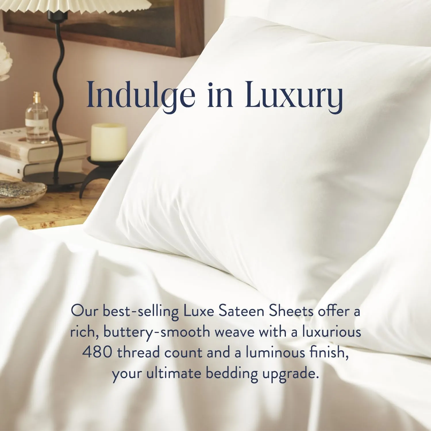 Brooklinen Luxury Sateen 4 Piece Full Size Sheets Set in White - 100% Cotton Sateen Sheets - 1 Fitted Sheet, 1 Flat Sheet, 2 Pillowcases