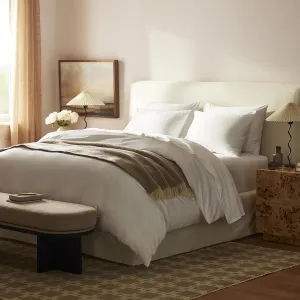 Brooklinen Luxury Sateen 4 Piece Full Size Sheets Set in White - 100% Cotton Sateen Sheets - 1 Fitted Sheet, 1 Flat Sheet, 2 Pillowcases