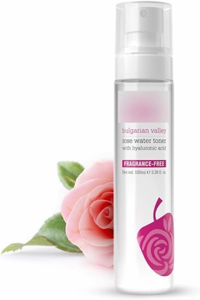 Bulgarian Valley Rose Water Face Toner | for Oily Acne Prone Dry Combination Skin | with Hyaluronic Acid | Hydrating & Pores Tightening | Balances pH Levels | Alcohol-Free | Women & Men | 100ml