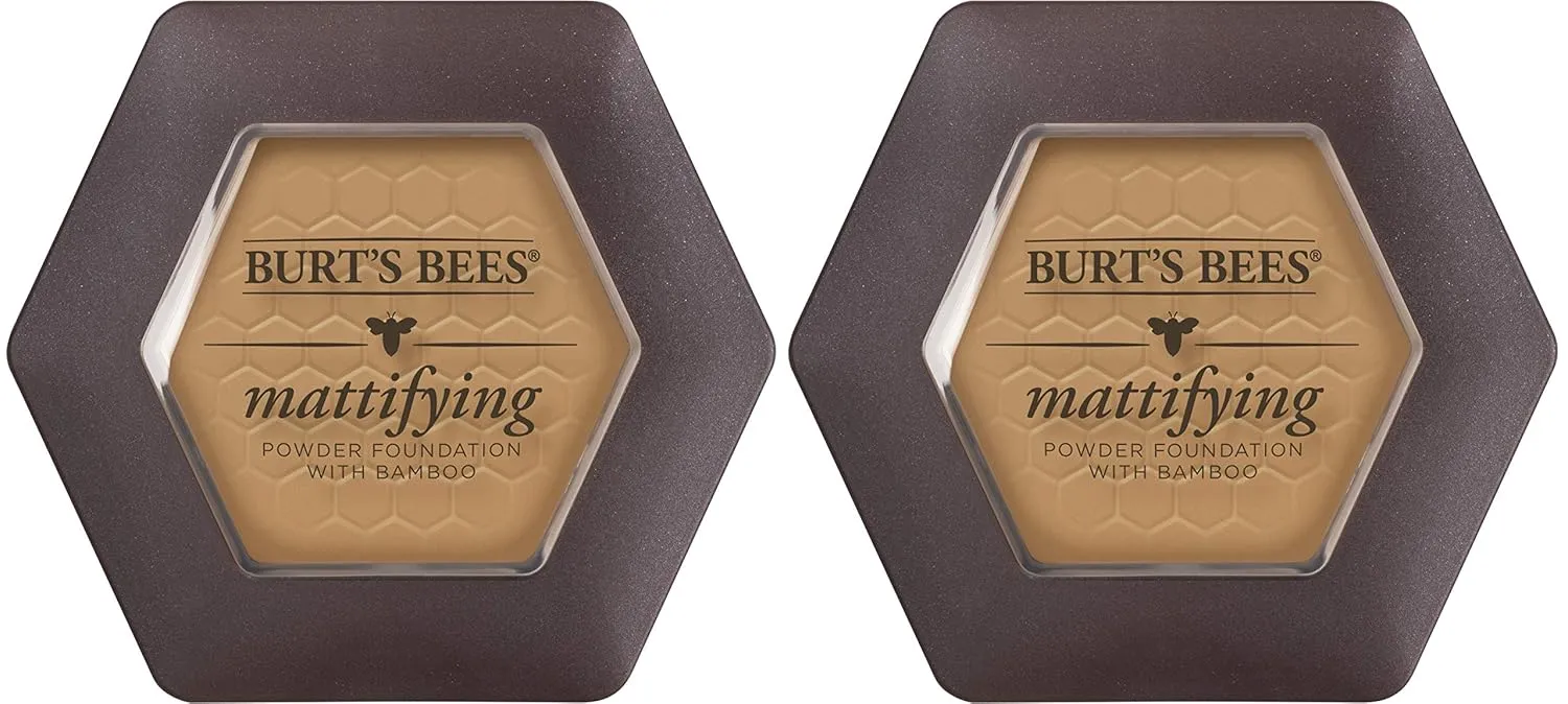 Burts Bees 100% Natural Mattifying Powder Foundation, Nutmeg - 0.3 Ounce (Pack of 2)
