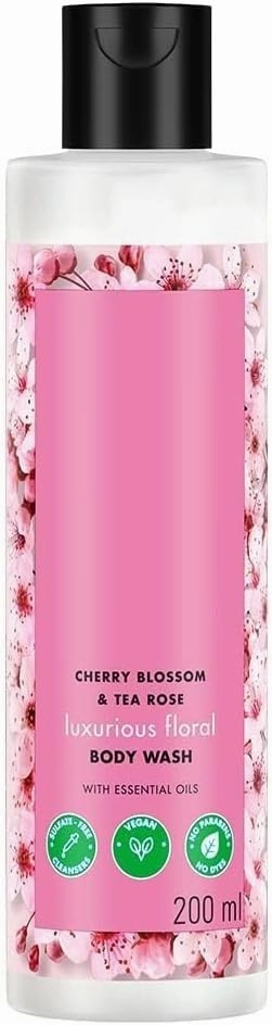 C.h.e.r.r.y B.l.o.s.s.o.m & Tea Rose L.u.x.u.r.i.o.u.s Body Wash | Liquid Shower Gel | Hydrating | Paraben Free, 200ml
