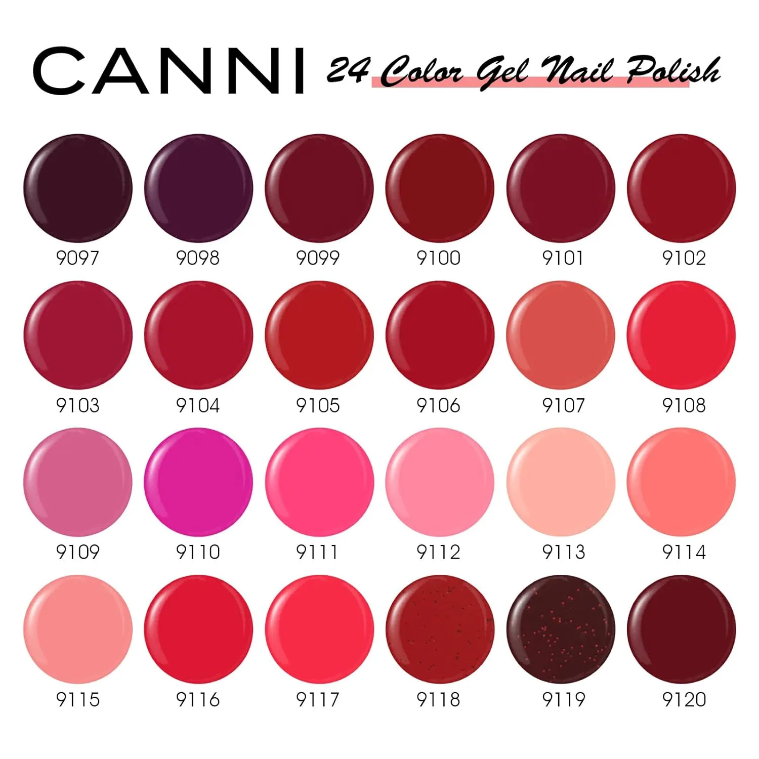 CANNI 30Pcs Red Gel Nail Polish Set - 9ML Fire, Burgundy, Rose, Pink, Glitter Dark Red Gel Kit, Soak Off UV LED Nail Polish Set for DIY Manicure, Home & Salon Use