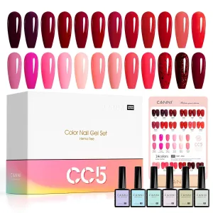 CANNI 30Pcs Red Gel Nail Polish Set - 9ML Fire, Burgundy, Rose, Pink, Glitter Dark Red Gel Kit, Soak Off UV LED Nail Polish Set for DIY Manicure, Home & Salon Use