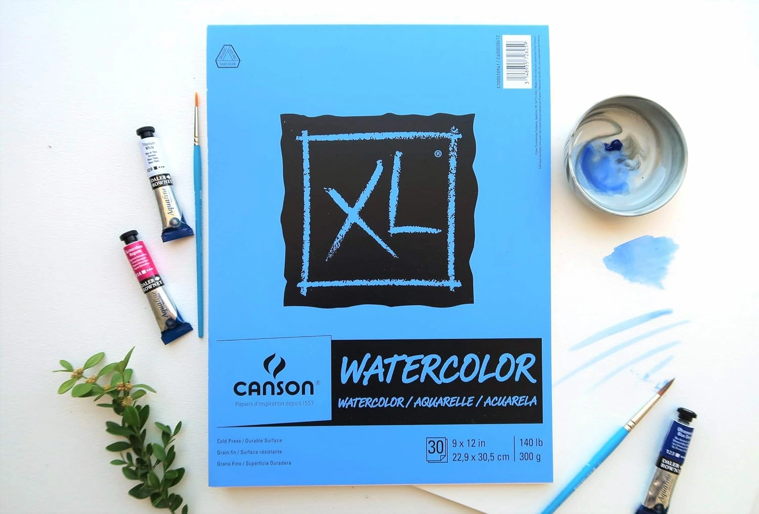 Canson XL Series Watercolor Pad, Heavyweight White Paper, Foldover Binding, 30 Sheets, 18x24 inch