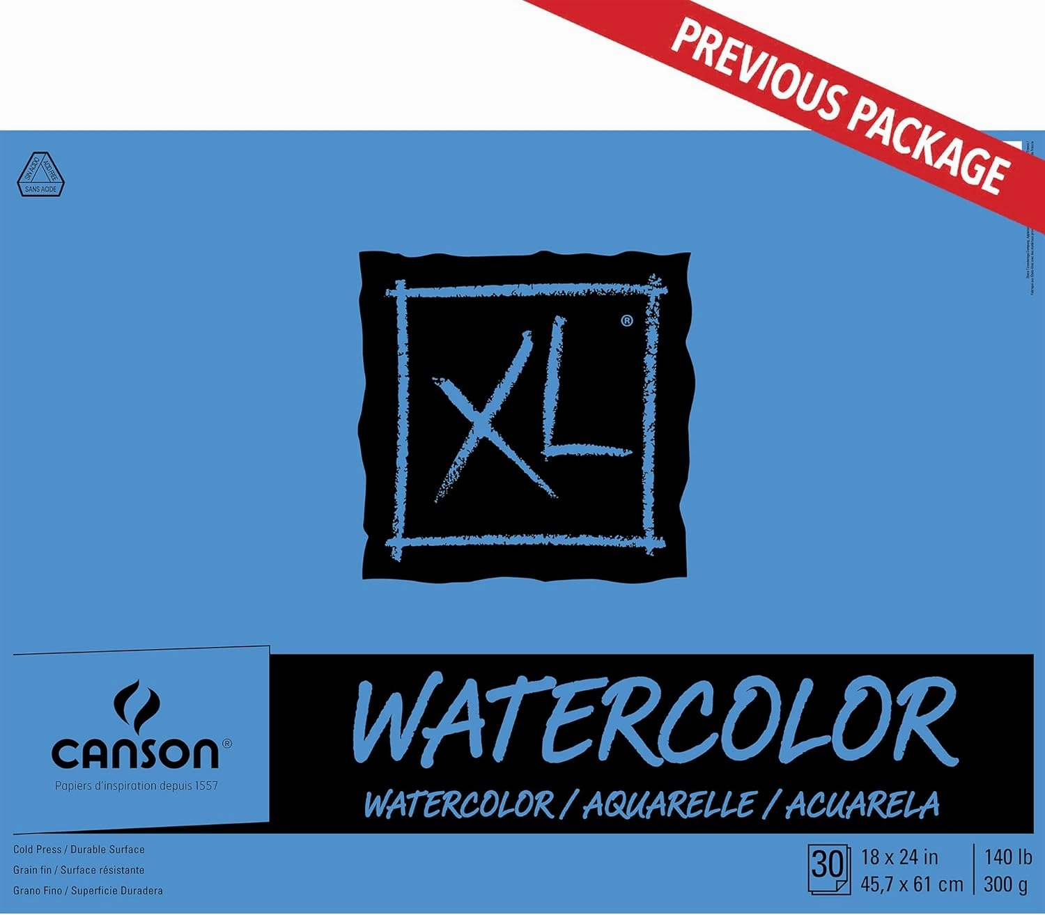 Canson XL Series Watercolor Pad, Heavyweight White Paper, Foldover Binding, 30 Sheets, 18x24 inch