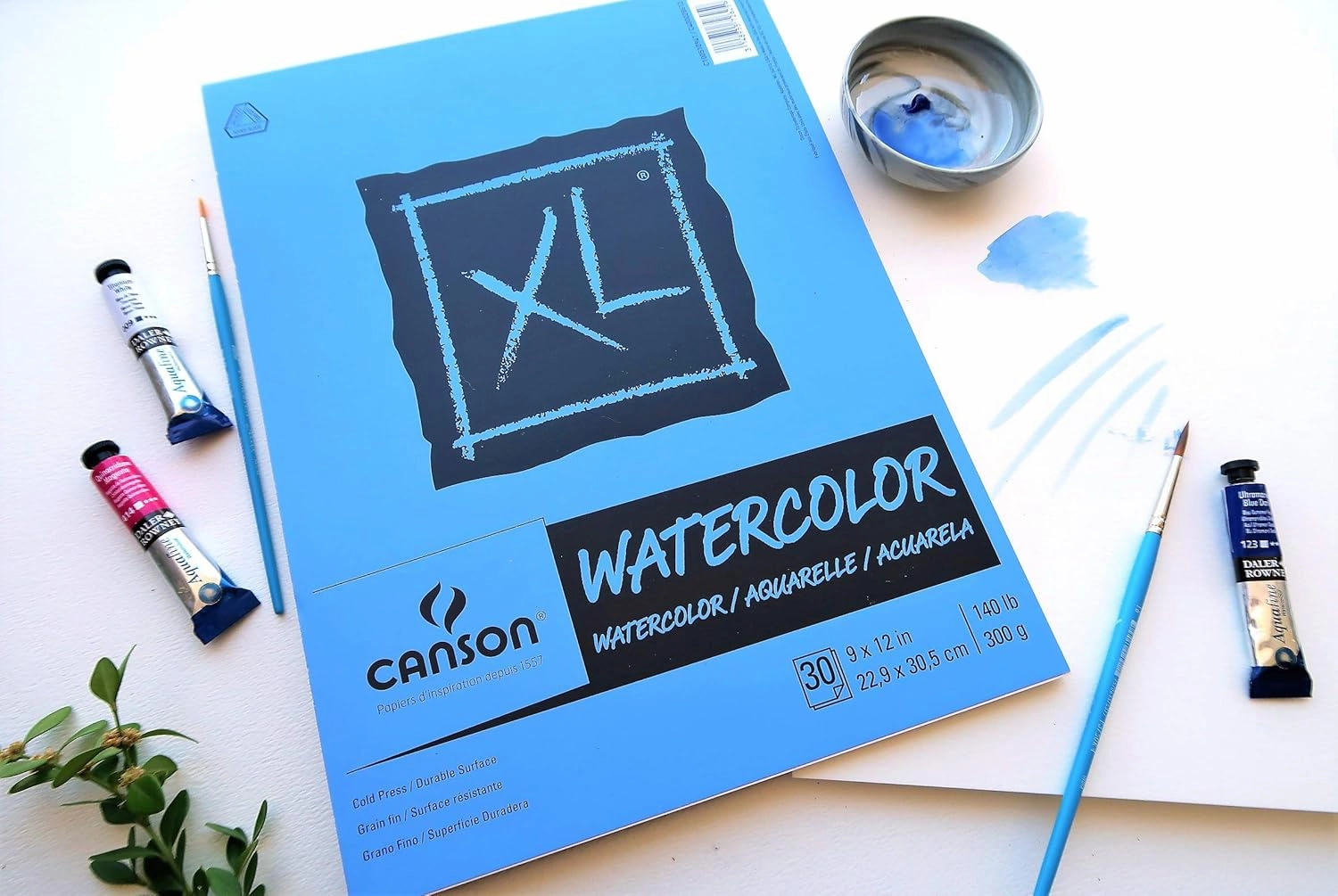 Canson XL Series Watercolor Pad, Heavyweight White Paper, Foldover Binding, 30 Sheets, 18x24 inch