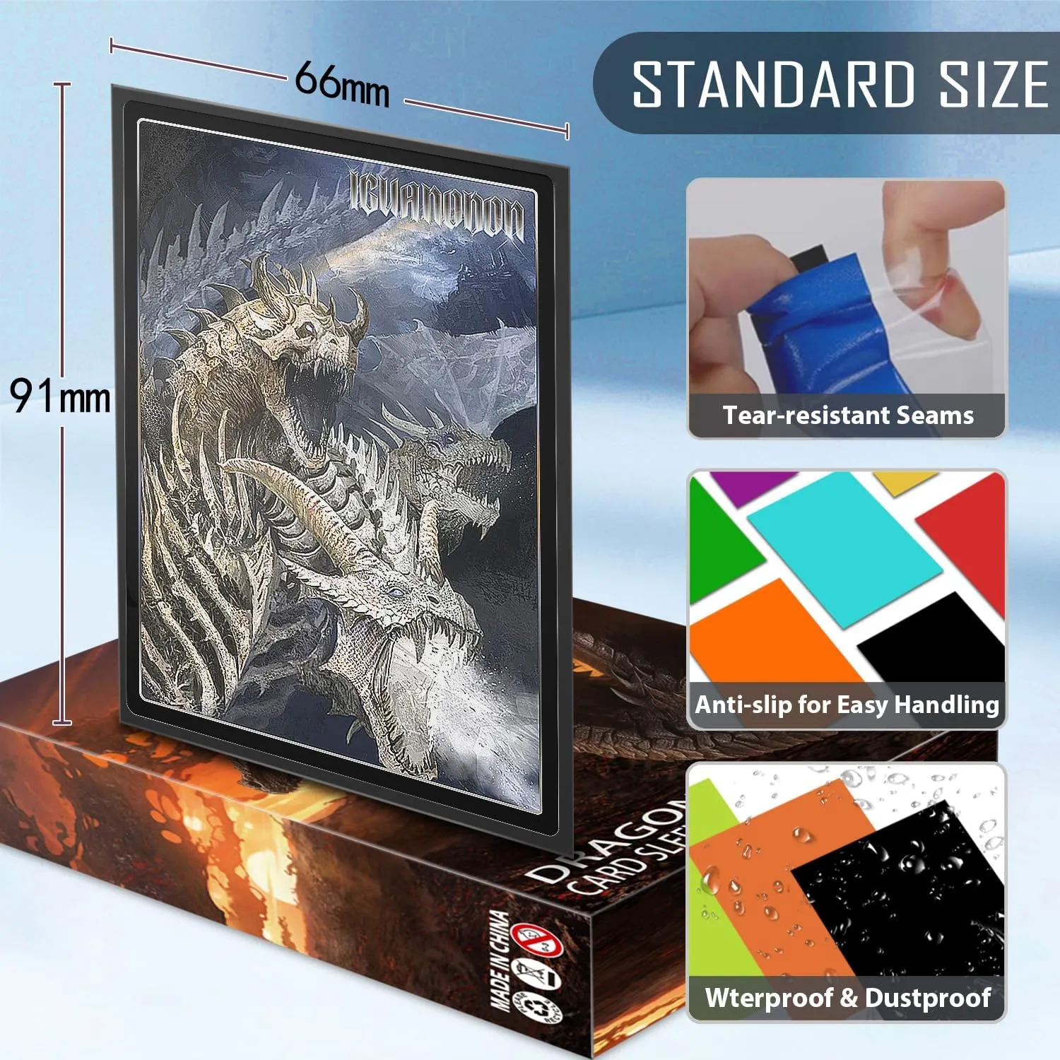 Card Sleeves for Standard Cards，Matte Baseball Card Sleeve Perfect Fit MTG Cards，Yugioh,Magic,Football, Sport Card Sleeves (10 Colors, 1000PS-66 * 91mm)