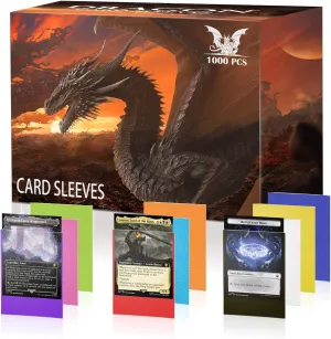 Card Sleeves for Standard Cards，Matte Baseball Card Sleeve Perfect Fit MTG Cards，Yugioh,Magic,Football, Sport Card Sleeves (10 Colors, 1000PS-66 * 91mm)