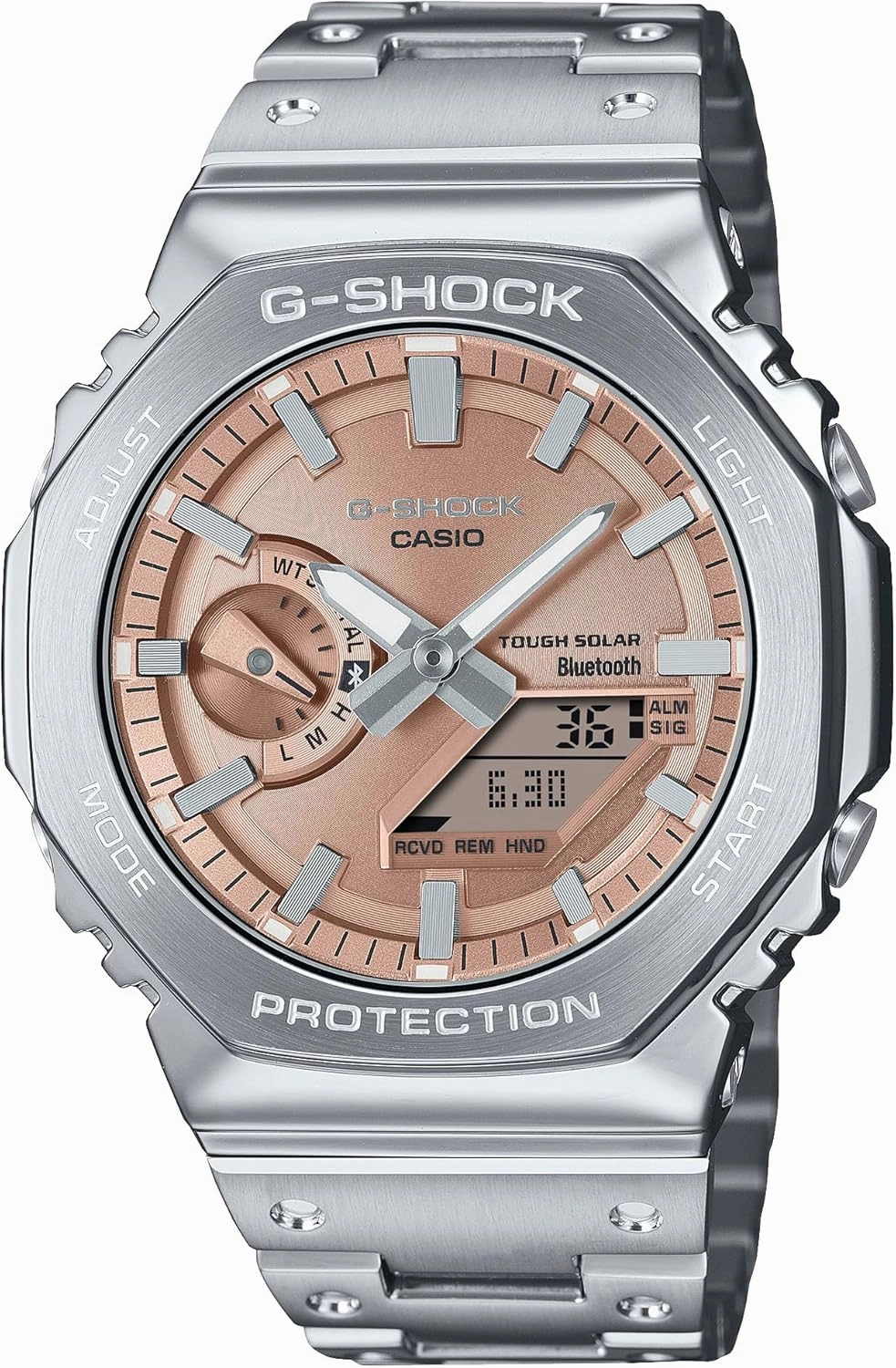 Casio GM-B2100 Classic Color Wristwatch, Silver/Copper Full Metal Chronograph Japan Import New 2024