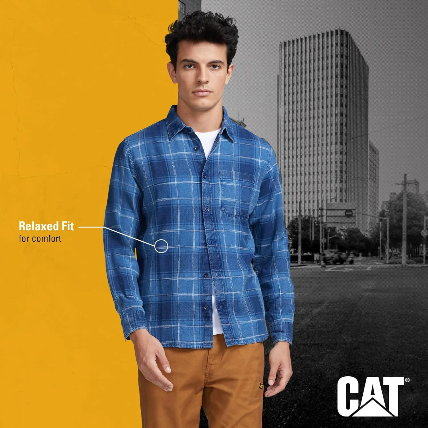Caterpillar Men’s Foundation Indigo Convertible Long-Sleeve Shirt