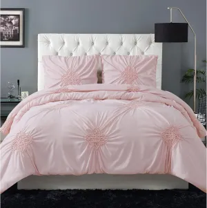Christian Siriano NY Greorgia Rouched Comforter Set, Full/Queen, Blush Pink 3 Piece