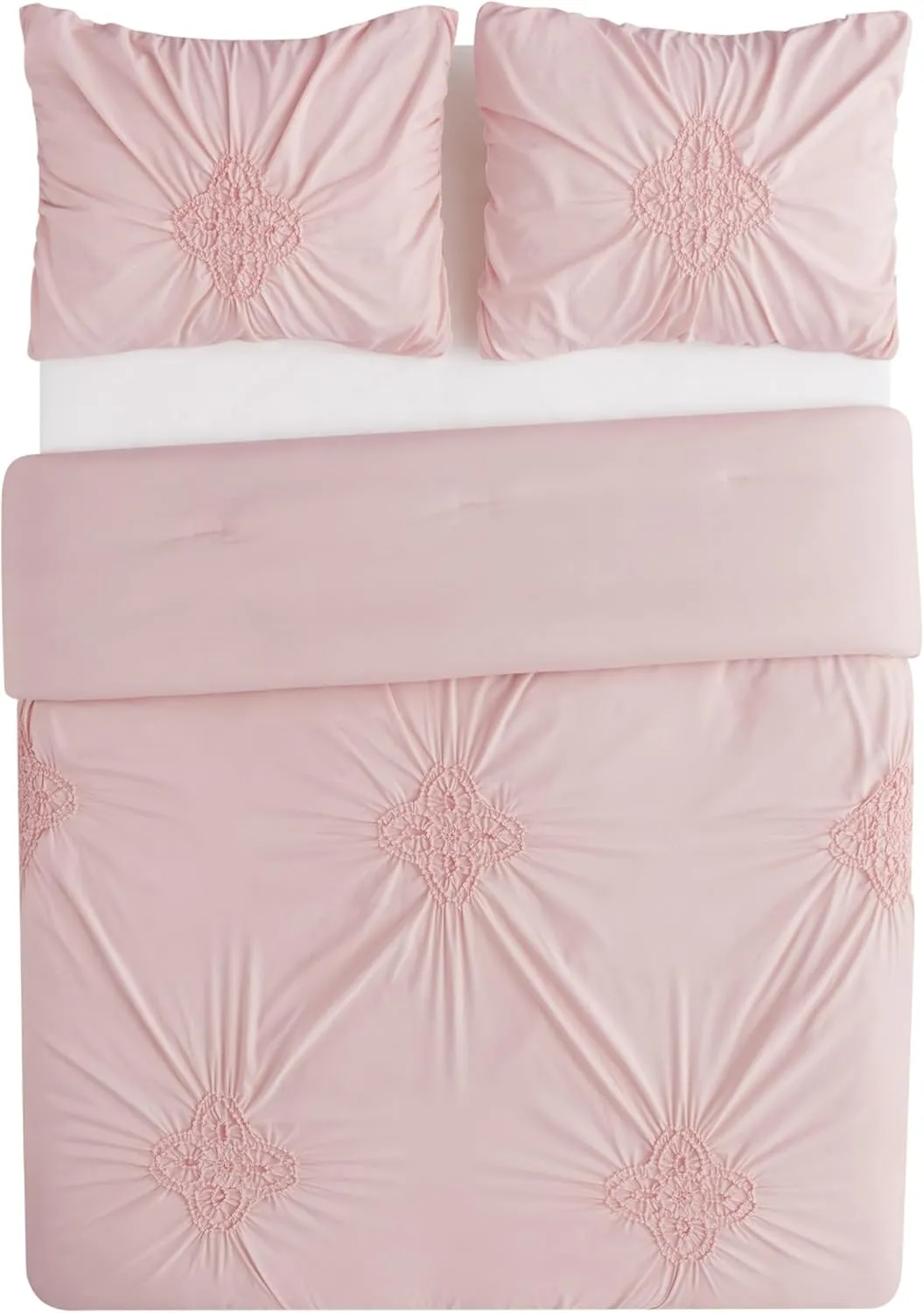Christian Siriano NY Greorgia Rouched Comforter Set, Full/Queen, Blush Pink 3 Piece