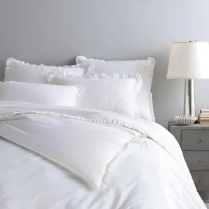 Classic Ruffle White Duvet Cover, Full/Queen Size, White Solid Pattern