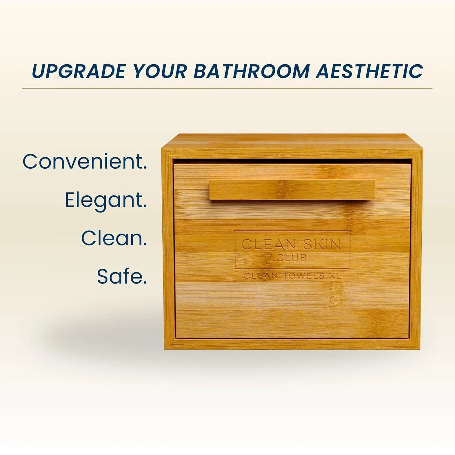 Clean Skin Club Luxe Bamboo Box with Drawer & Towels XL, Face Towel, Disposable Makeup Remover Dry Wipes, Facial Wash (Bamboo Container Drawer)