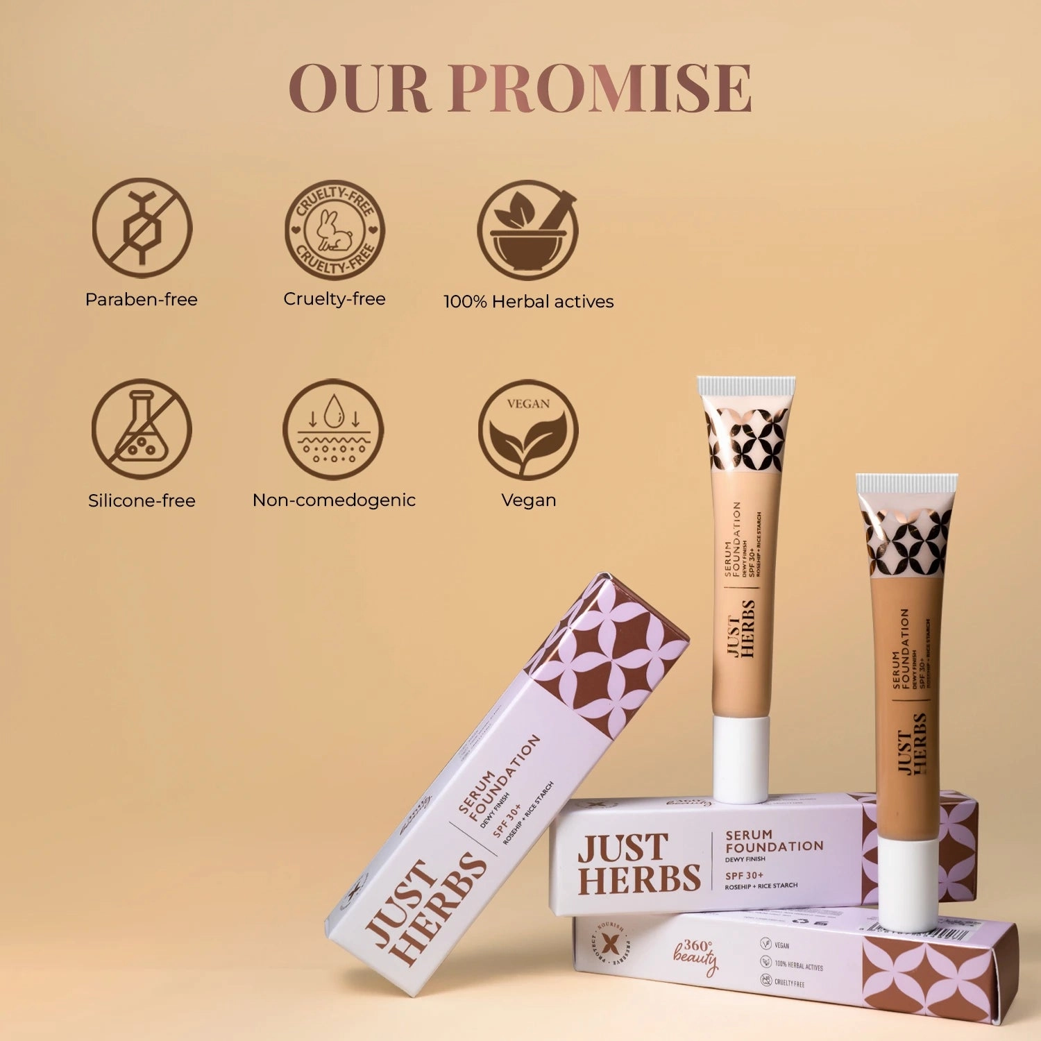 Combo Pack of 5: Serum Foundation Dewy Finish SPF30  (Bottle) - Natural 20gm, Vanilla 20gm, Porcelain 20gm, Ivory 20g & Sand 20gm TUBE