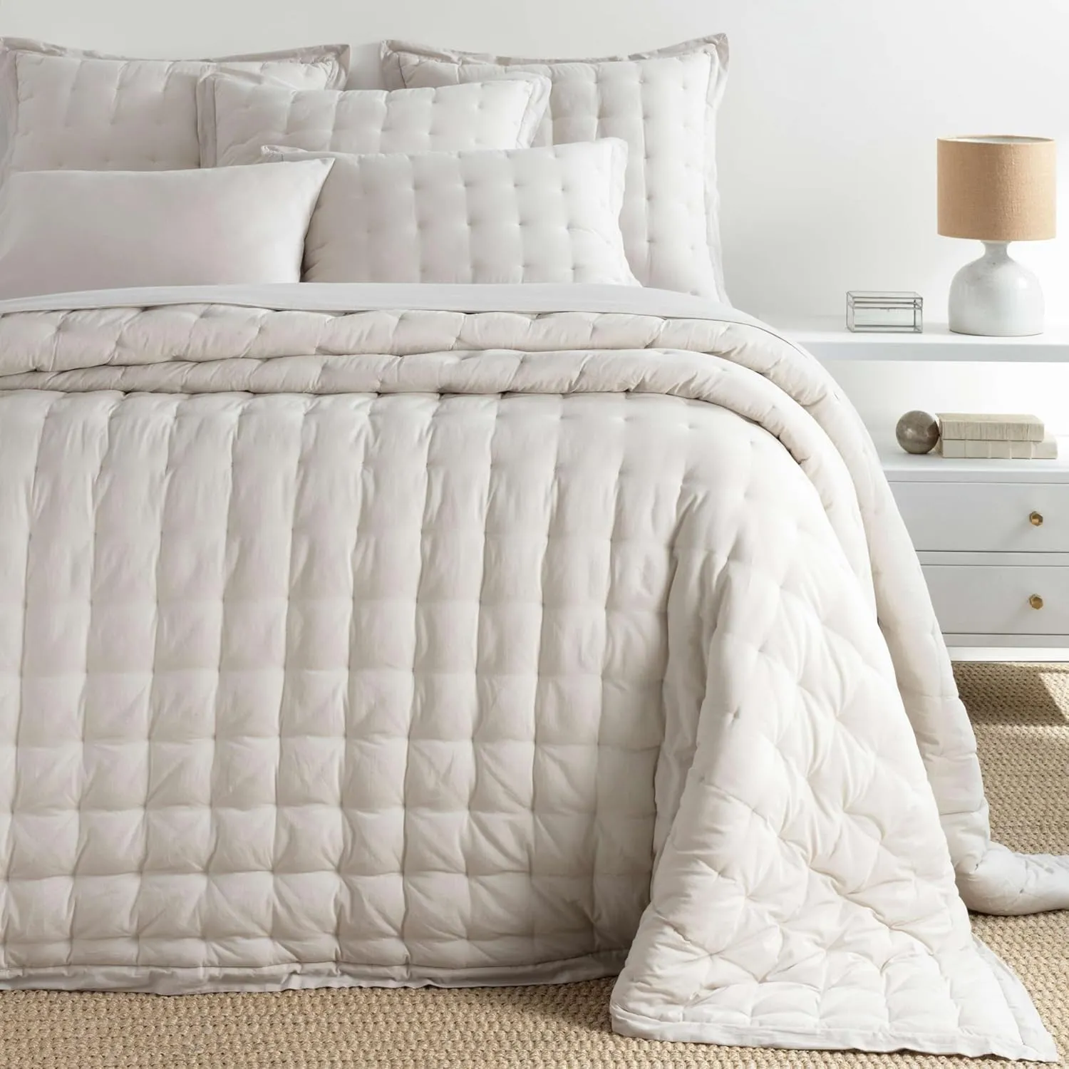 Cozy Cotton Natural Puff, Full/Queen Size, Neutral Solid Pattern