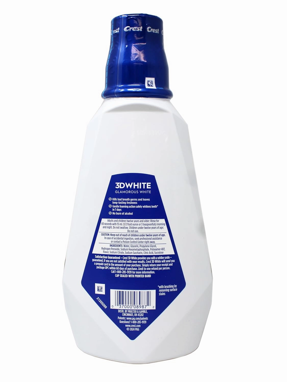 Crest 3D White Luxe Glamorous White Multi-Care Whitening Mouthwash, Fresh Mint (32 Oz, 3 Pk)
