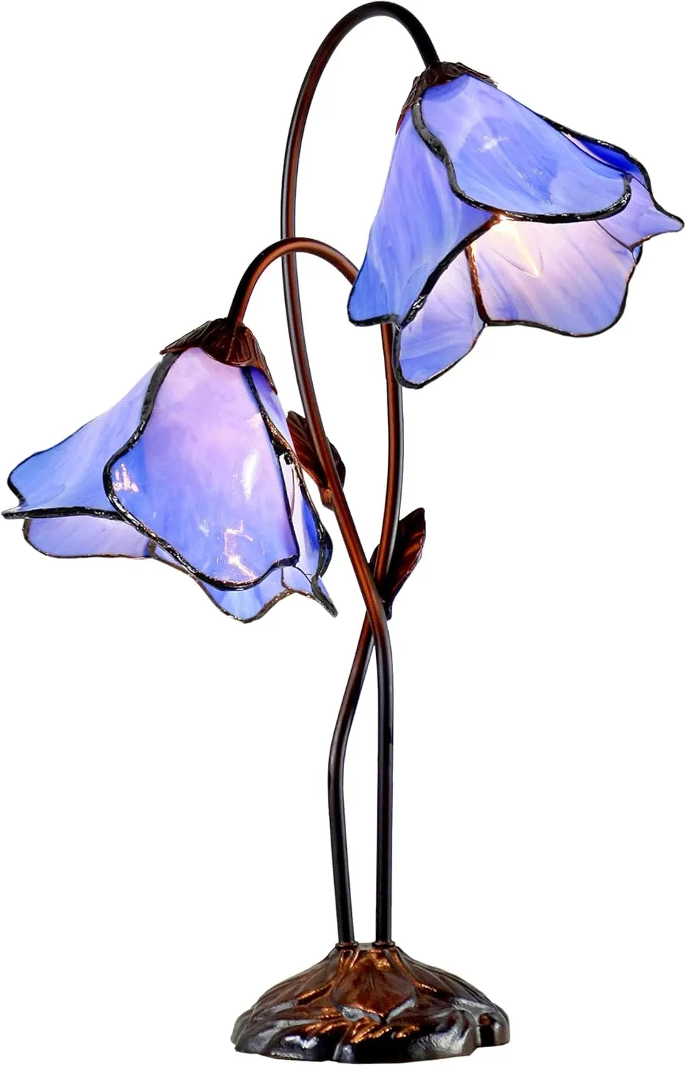 Dale Tiffany TT12147 Poelking 2-Light Blue Lily Table Lamp, Dark Antique Bronze