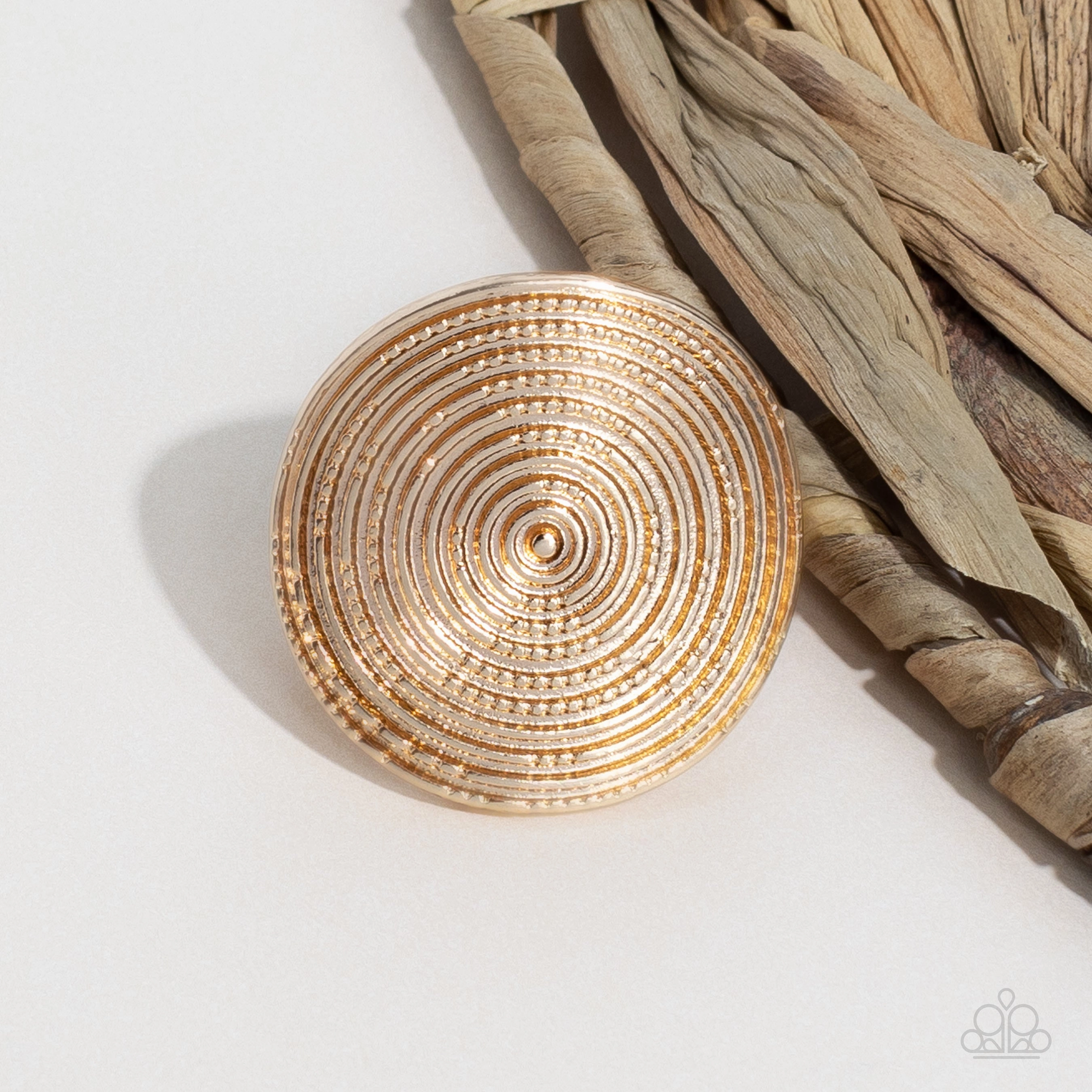Dizzying Delight - Gold - Oversized Textured Paparazzi Ring