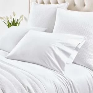 Dottie Embroidered White Sheet Set, Full Size, White Solid Pattern