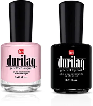 duri Durilaq, D309 Iced Roses, Light Pink, Semi Sheer, French Manicure, Gel Effect Lacquer and Top Coat Duo, 0.61 fl.oz.