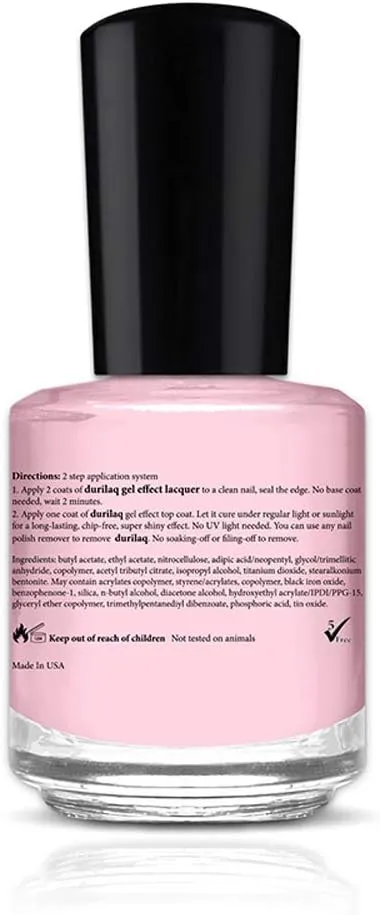 duri Durilaq, D309 Iced Roses, Light Pink, Semi Sheer, French Manicure, Gel Effect Lacquer and Top Coat Duo, 0.61 fl.oz.