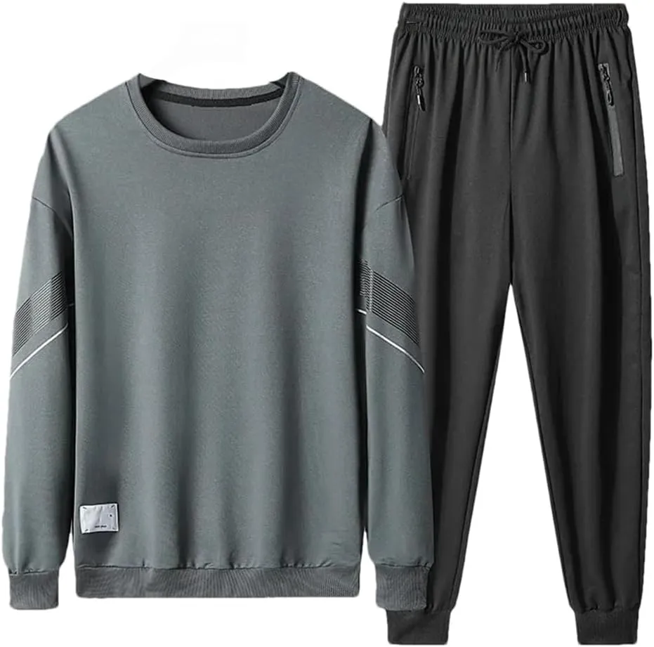 Dvbfufv Men Casual Long Sleeve Sweatshirt Pants Two Piece Set Hip Hop Fashion Trendy Streetwear Tracksuit