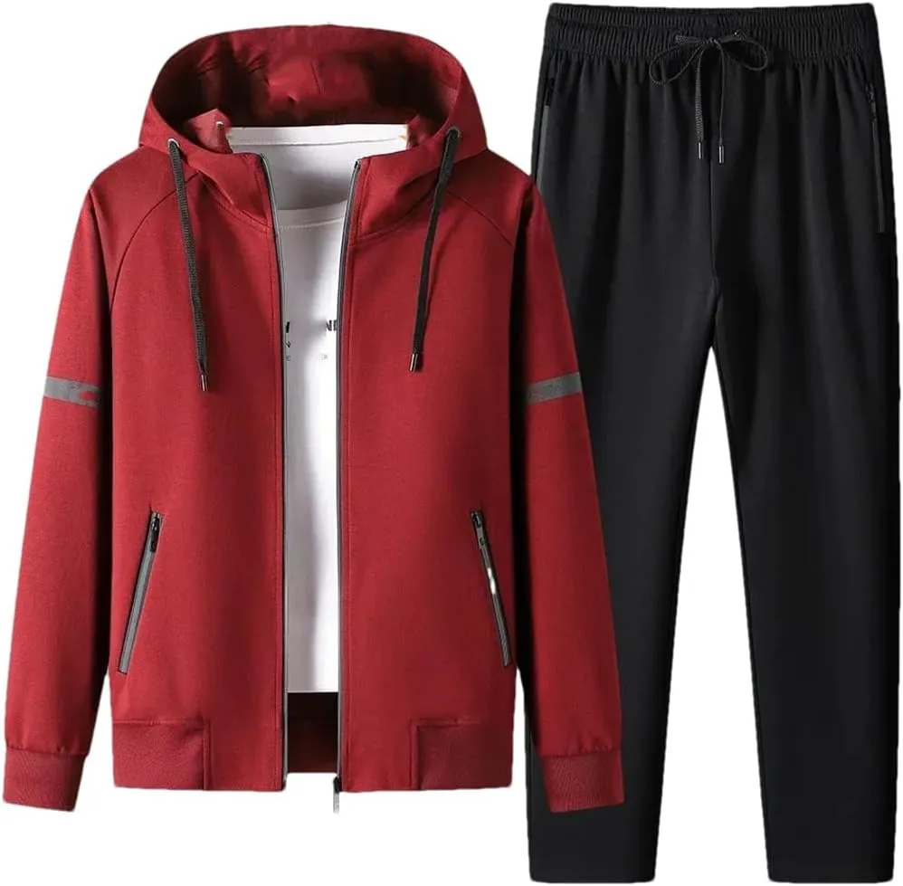 Dvbfufv Men Running Tracksuits Hoodies Zipper Sportwear Outwear  Sweatpants Sets Male Spring Sports Outfits