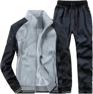 Dvbfufv Men's Sportswear Spring Trendy Running Training Jacket Sweatpant 2 Pieces Set Male Casual Tracksuit Suit