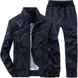 Dvbfufv Men's Sportswear Spring Trendy Running Training Jacket Sweatpant 2 Pieces Set Male Casual Tracksuit Suit